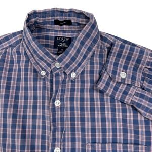 J.Crew Long Sleeve Button Down Men's Flex Washed Slim Plaid Blue Medium Casual